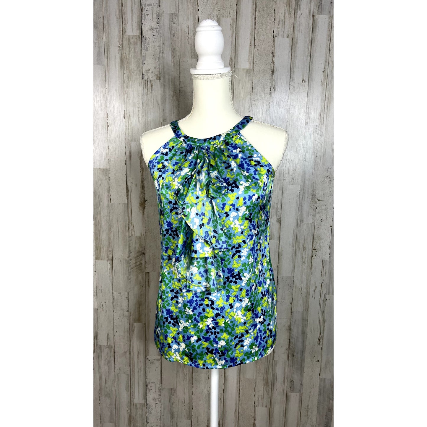 Lilly Pulitzer Women's Silk Floral Tank Top Blue/Green Size 0 Sleeveless Casual