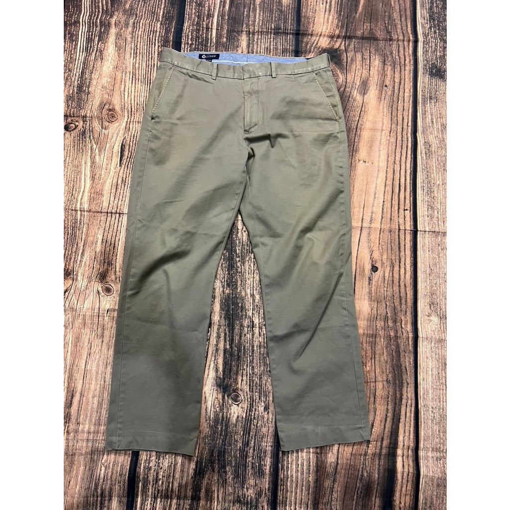 J.Crew Men's Chino Pants Size 34x30 Green Slim Fit Flat Front