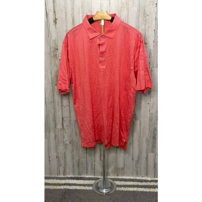 Peter Millar Men's XL Coral Striped Short Sleeve Polo Golf Shirt