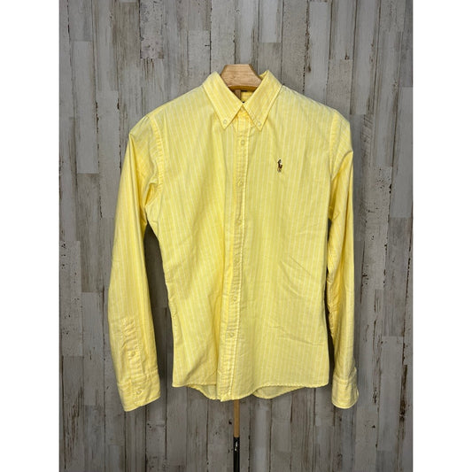 Ralph Lauren Kids Youth Size 6 Slim Fit Yellow Striped Long Sleeve Shirt