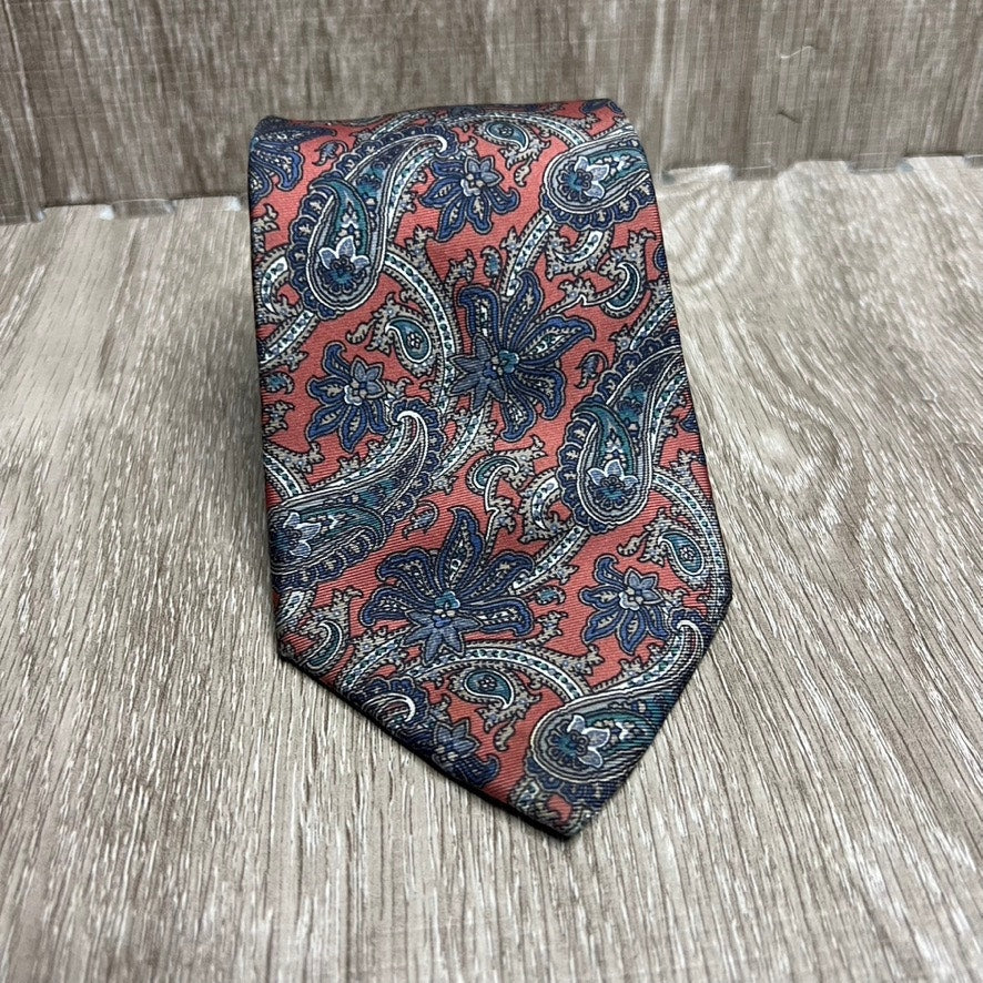 Christian Dior Monsieur Vintage Silk Tie Red Blue Paisley Men's