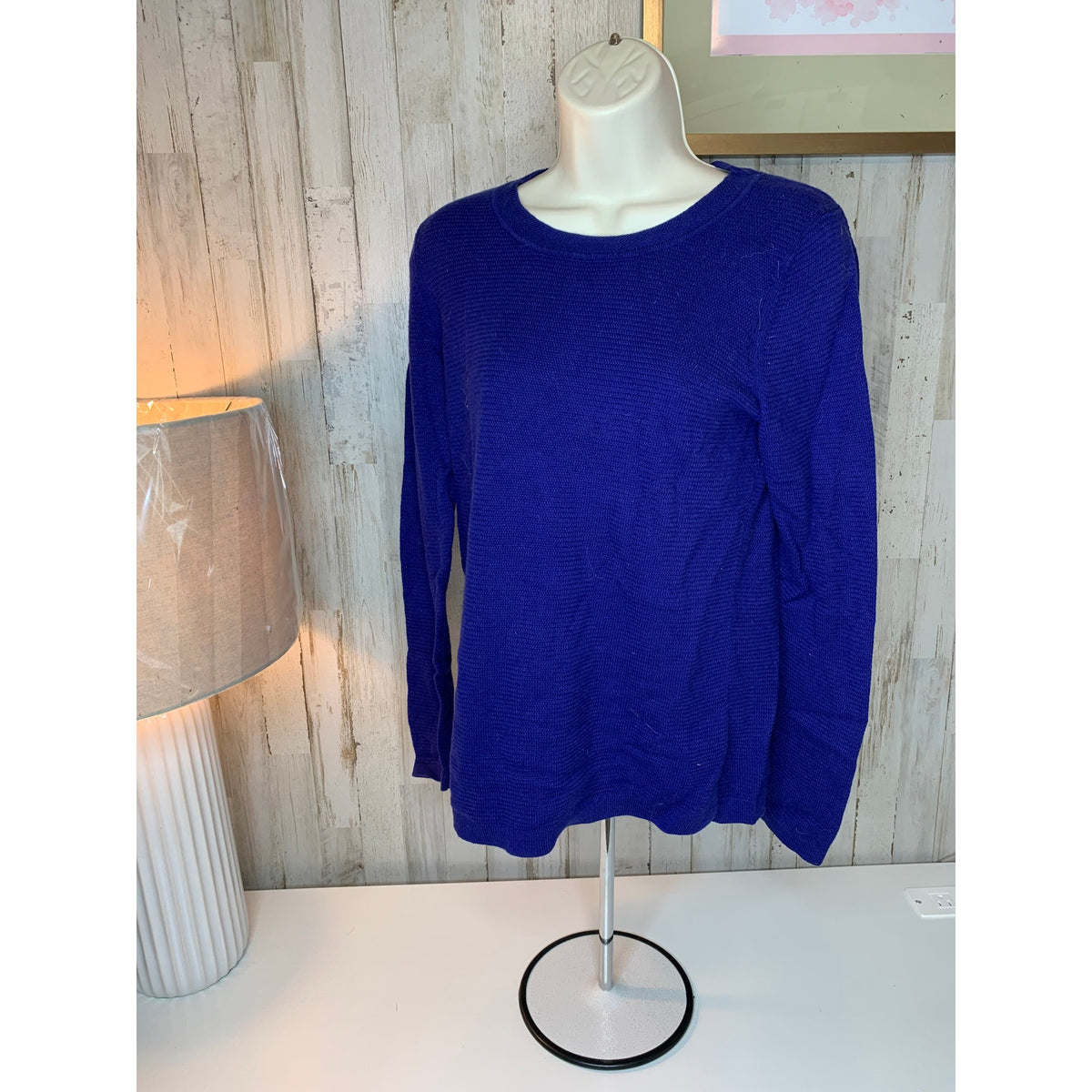 Talbots Sweater Womens Small Blue Textured Knit Pullover Long Sleeve