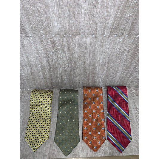 Jos. A. Bank Signature Men's Silk Neckties Set of 4 Vintage Geometric Ties