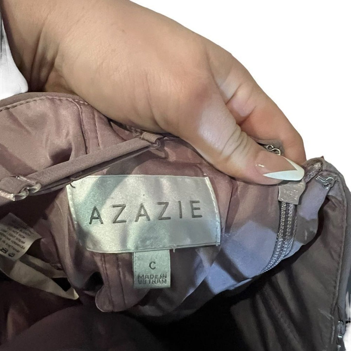 Azazie Bridesmaid Dress Womens C Dusty Mauve Purple V-Neck A-Line Maxi