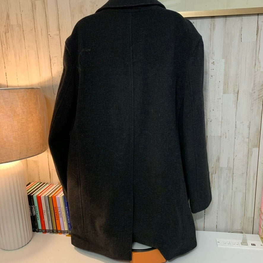 Banana Republic Wool Overcoat Mens Size Large Black Long Button