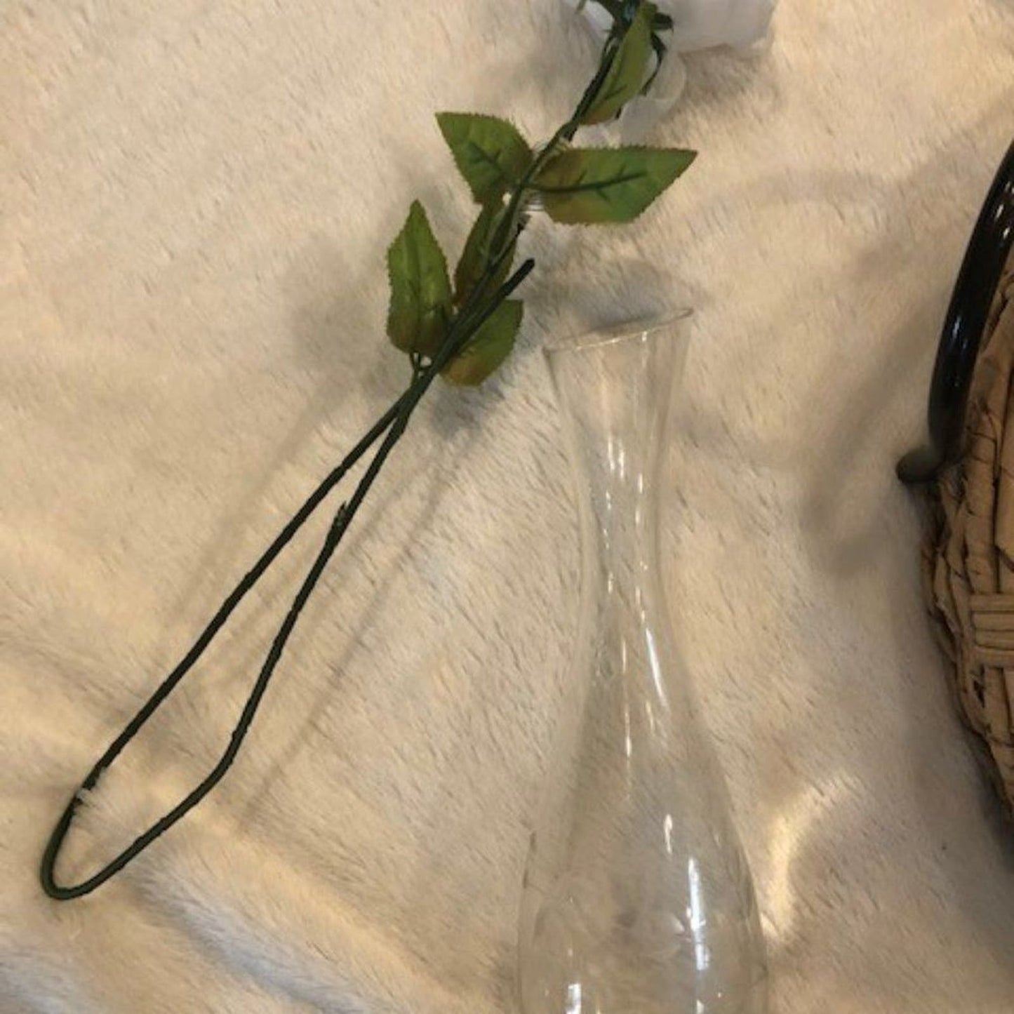 Set 2 etched glass vases