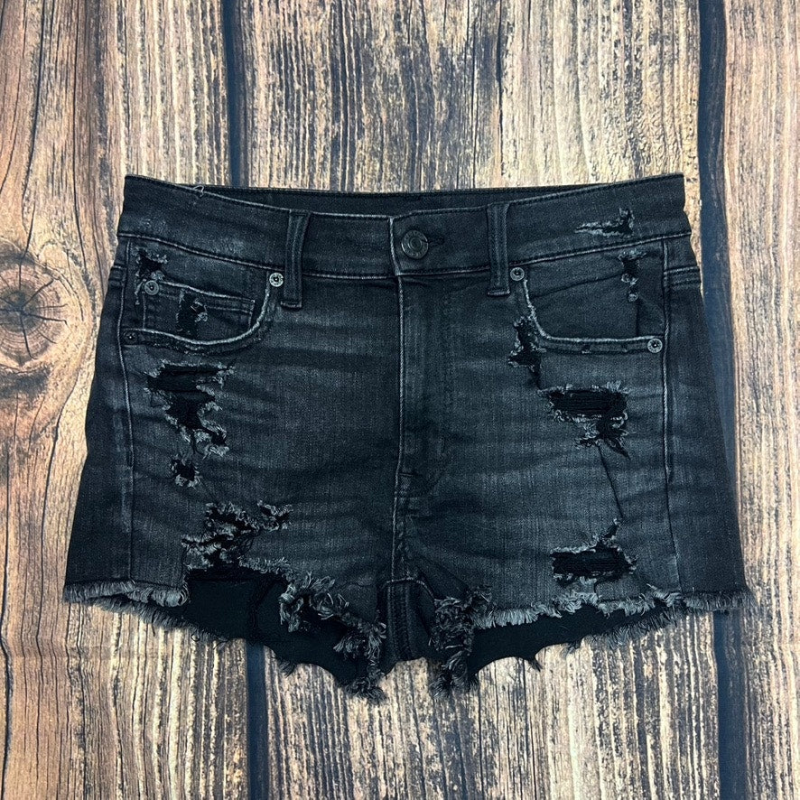 American Eagle Women's Hi-Rise Shortie Jean Shorts Black Size 6