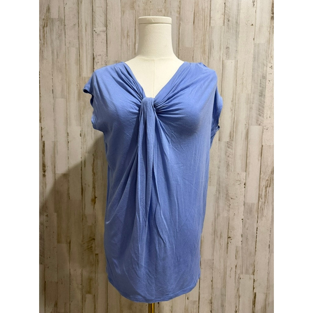 Michael Michael Kors Blouse Women's Medium Blue Twist Front Knot Tunic Top