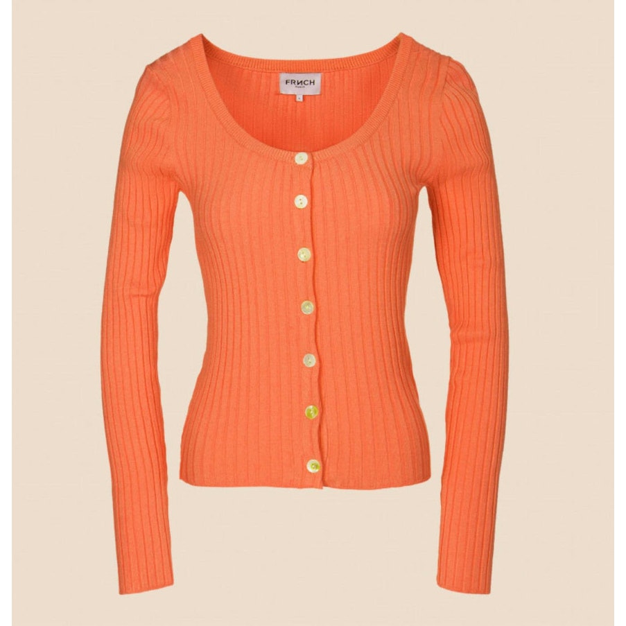 NWT Frnch Paris Women's Orange Cardigan Sweater Medium Long Sleeve Casual