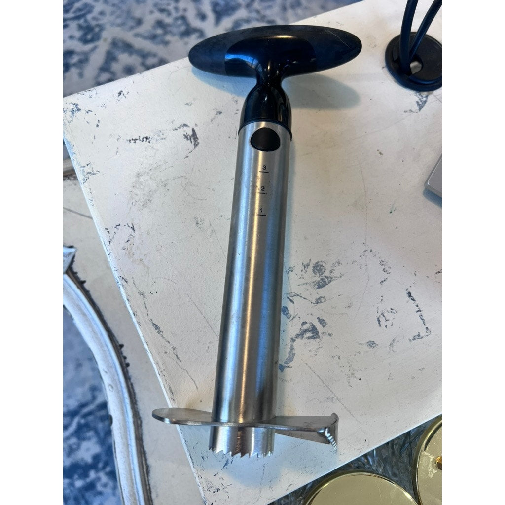 OXO Pineapple Corer Slicer Cutter Tool Silver w/ Black T-Handle Depth