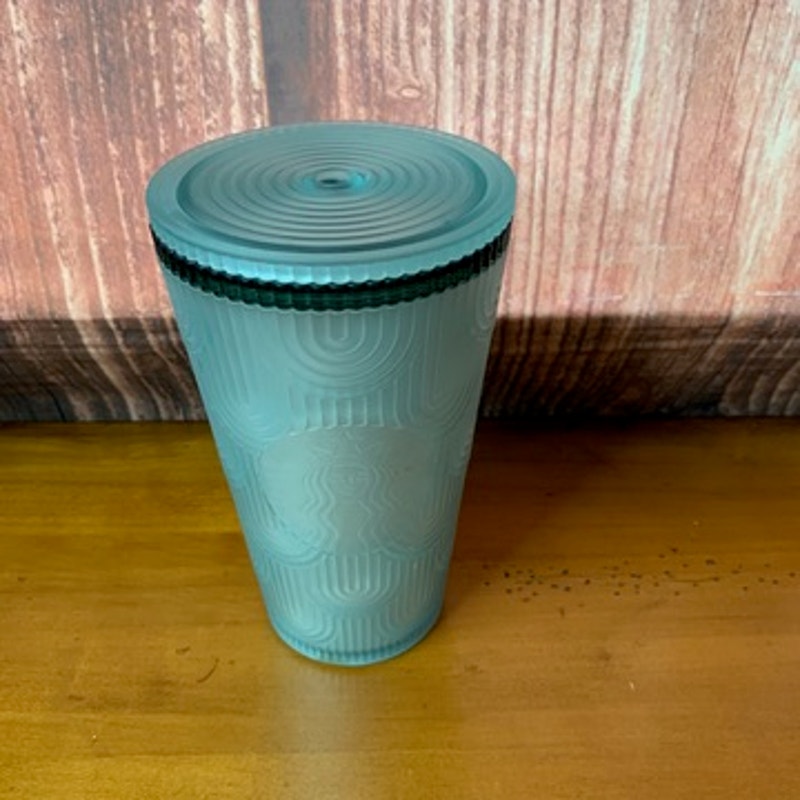 Starbucks Cold Cup Tumbler Teal Green Textured w/ Lid 16 oz