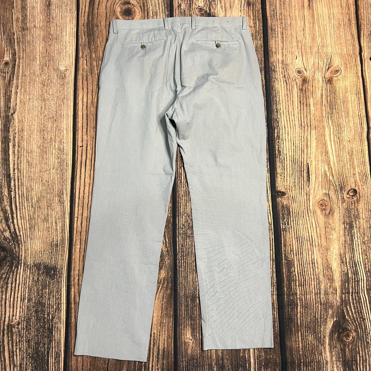 Banana Republic Men's Tailored Slim Fit Chino Pants 36x32 Light Blue Seersucker