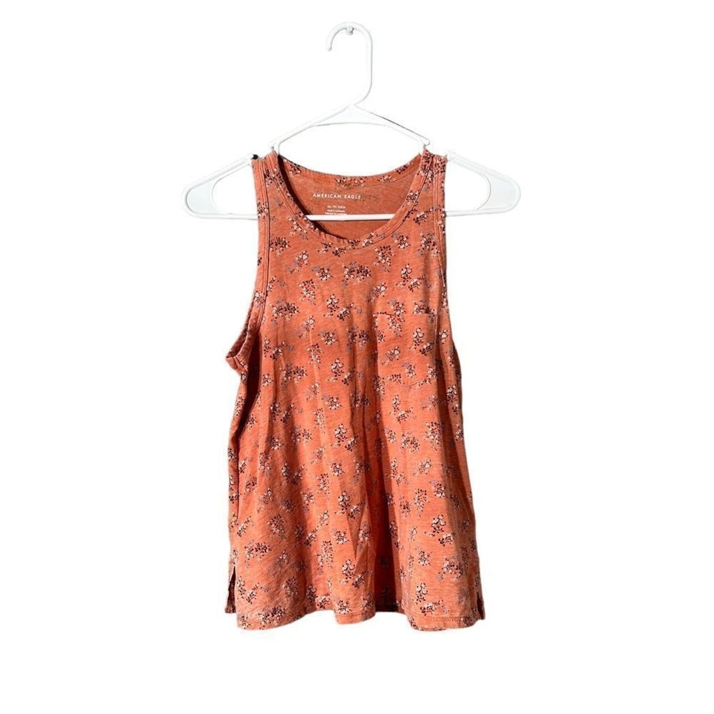 American Eagle Salmon Orange Ditsy Floral Sleeveless Flowy Tank Top Size XS