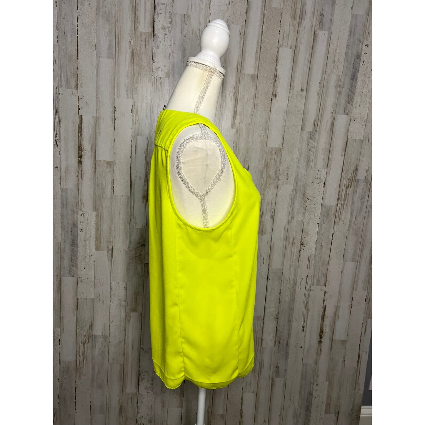 J.Crew Women's Sleeveless V-Neck Blouse Size 12 Neon Yellow Casual