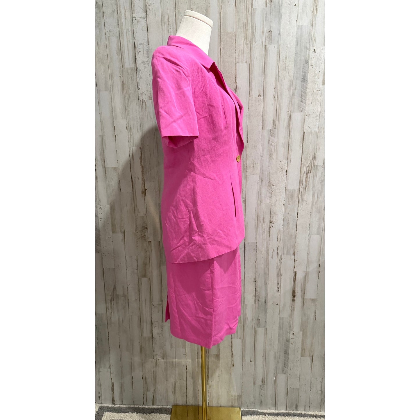Jones New York Skirt Suit Set Womens Petite 8P Pink Blazer Pencil Skirt