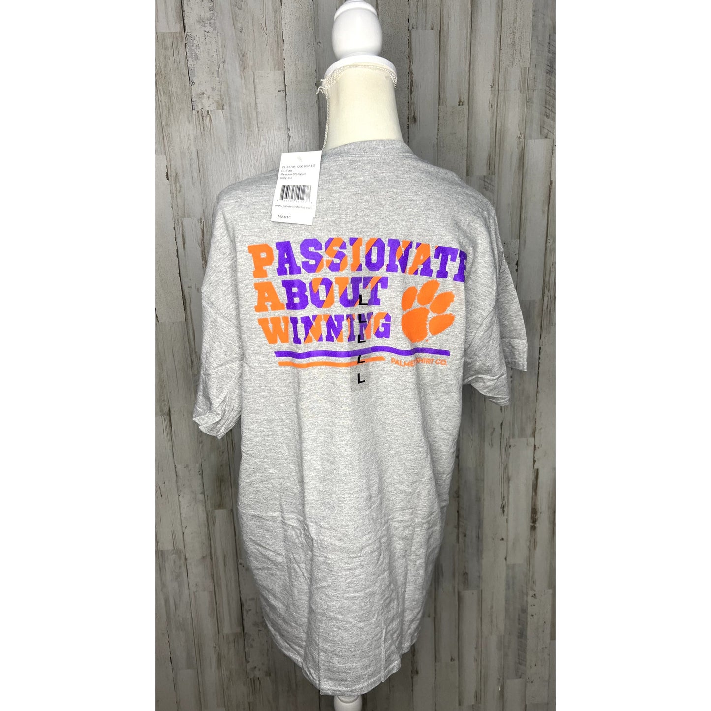 NWT Clemson Tigers "Passionate About Winning" Gray Unisex T-Shirt Size Large