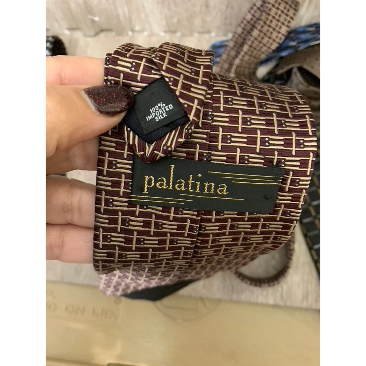 Set of 5 Palatina Vintage Men's Silk Necktie Collection Geometric