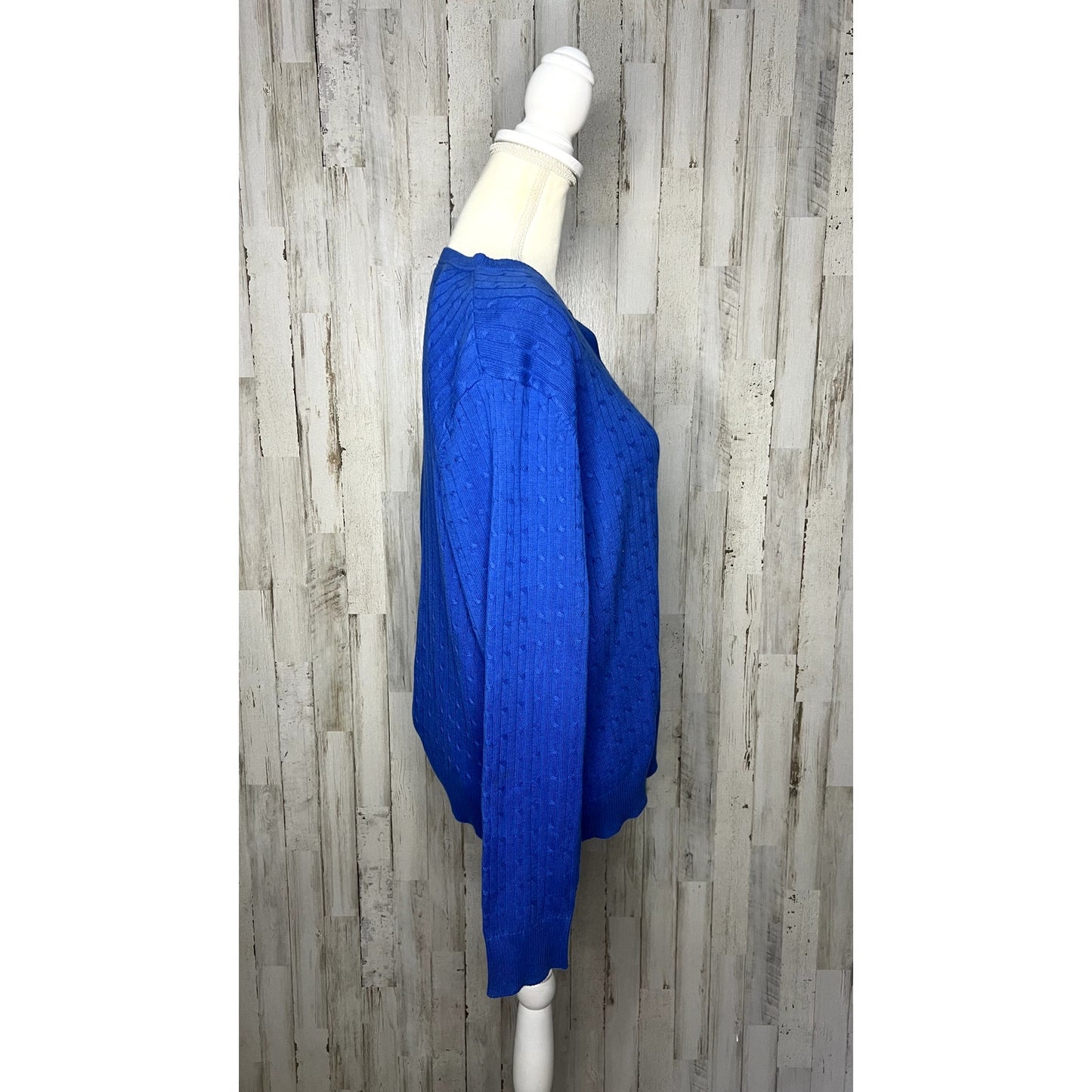 Kim Rogers Women's Blue Cardigan Sweater Size Large Button Front Long Sleeve