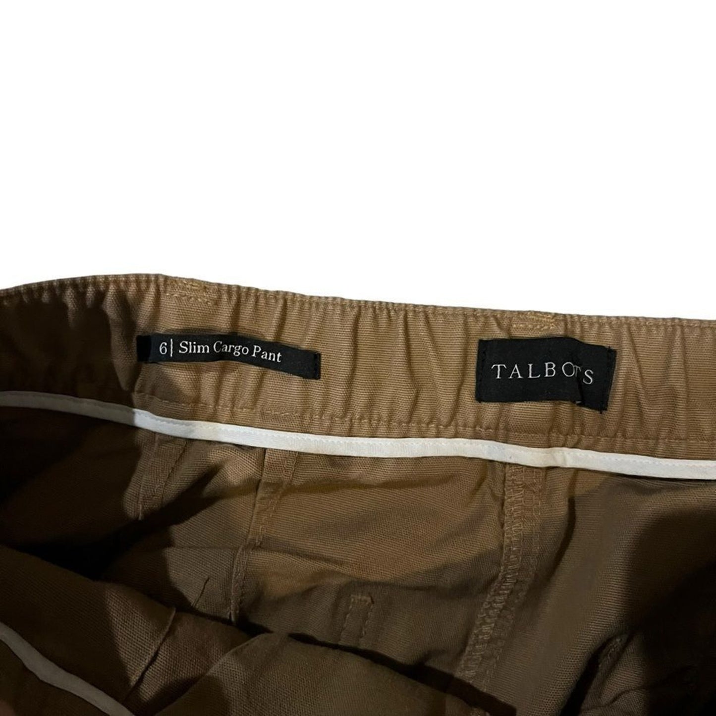 Talbots Cargo Pants Womens Size 6 Beige Khaki Slim Straight Leg Utility