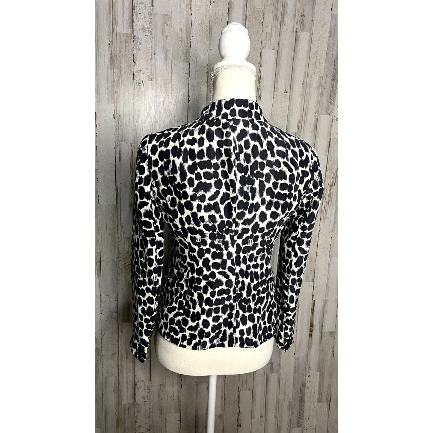 Kate Spade Women's Animal Print Blazer Black Size 00 Formal Tailored Fit