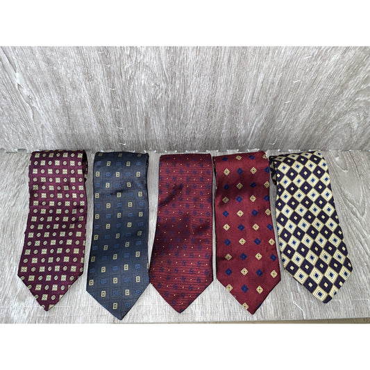 Lot of 5 Jos. A. Bank Men's Corporate Silk Ties Geometric Vintage Multicolor