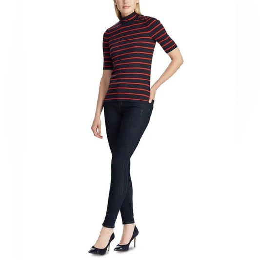 Lauren Women's Ralph Lauren Striped Turtleneck Top Size Large