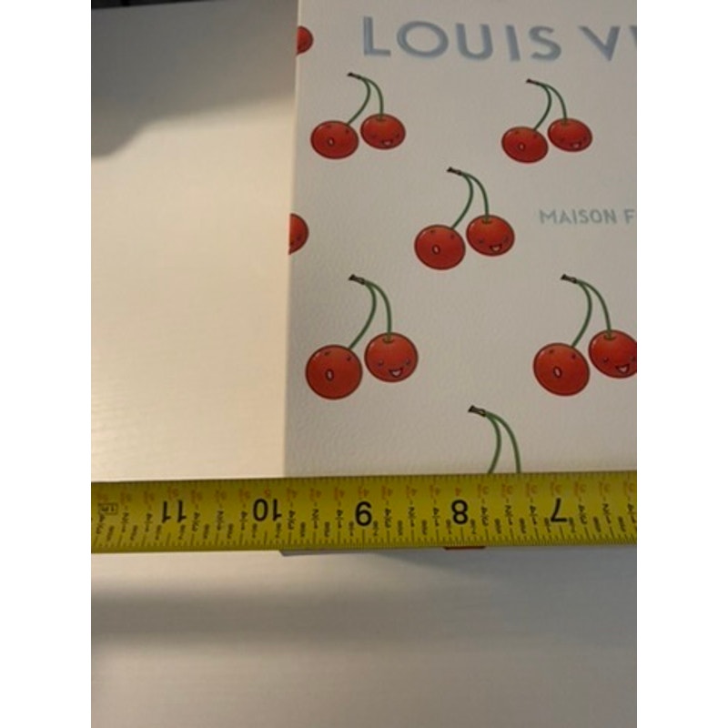 Louis Vuitton Cherry Print Shopping Bag White Red Rope Handles