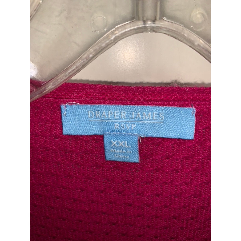 Draper James Women's XXL Hot Pink V-Neck Cardigan Sweater