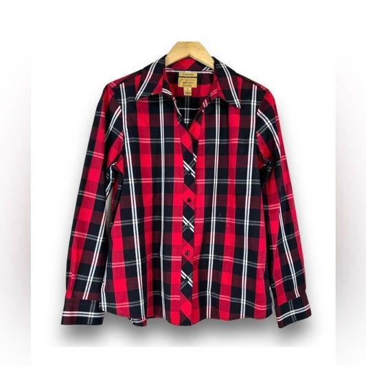 Investments Gold Label Red Plaid Button Front Shirt 16W