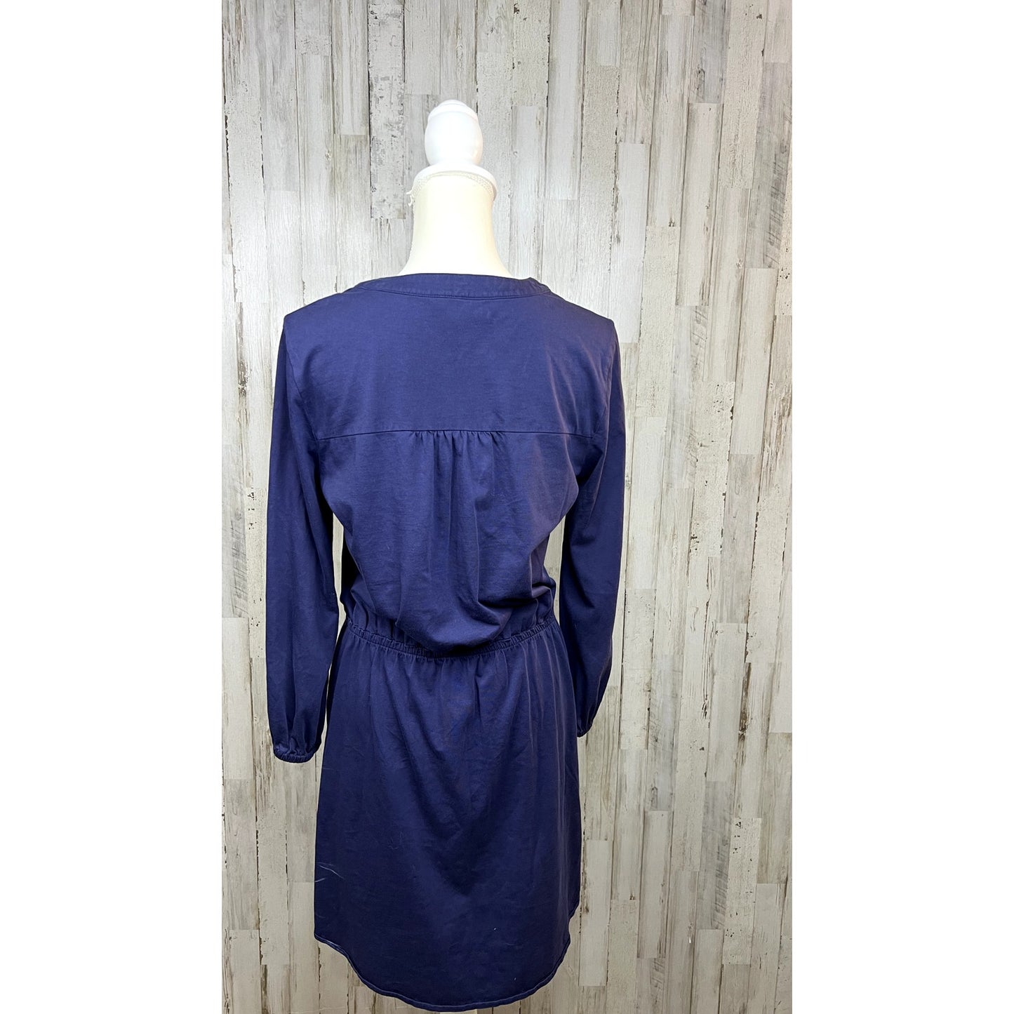 Lilly Pulitzer Medium Navy Blue Knee Length V-Neck Long Sleeve Beckett Dress