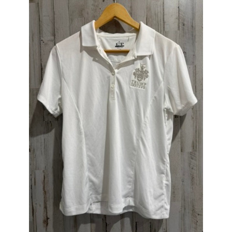 EP PRO Polo Shirt Womens Size Large White Short Sleeve Golf Trump Crest
