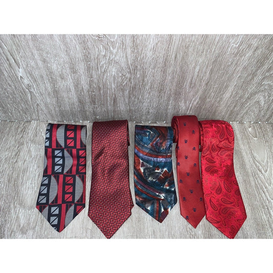 Vintage Silk Tie Collection Set of 5 Geometric Designer Men's Ties