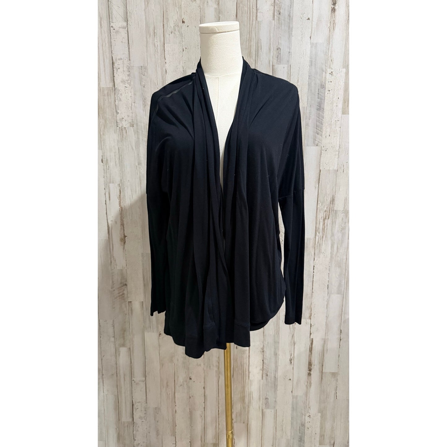 Columbia Cardigan Womens XS Black Open Front Draped Long Sleeve Stretch