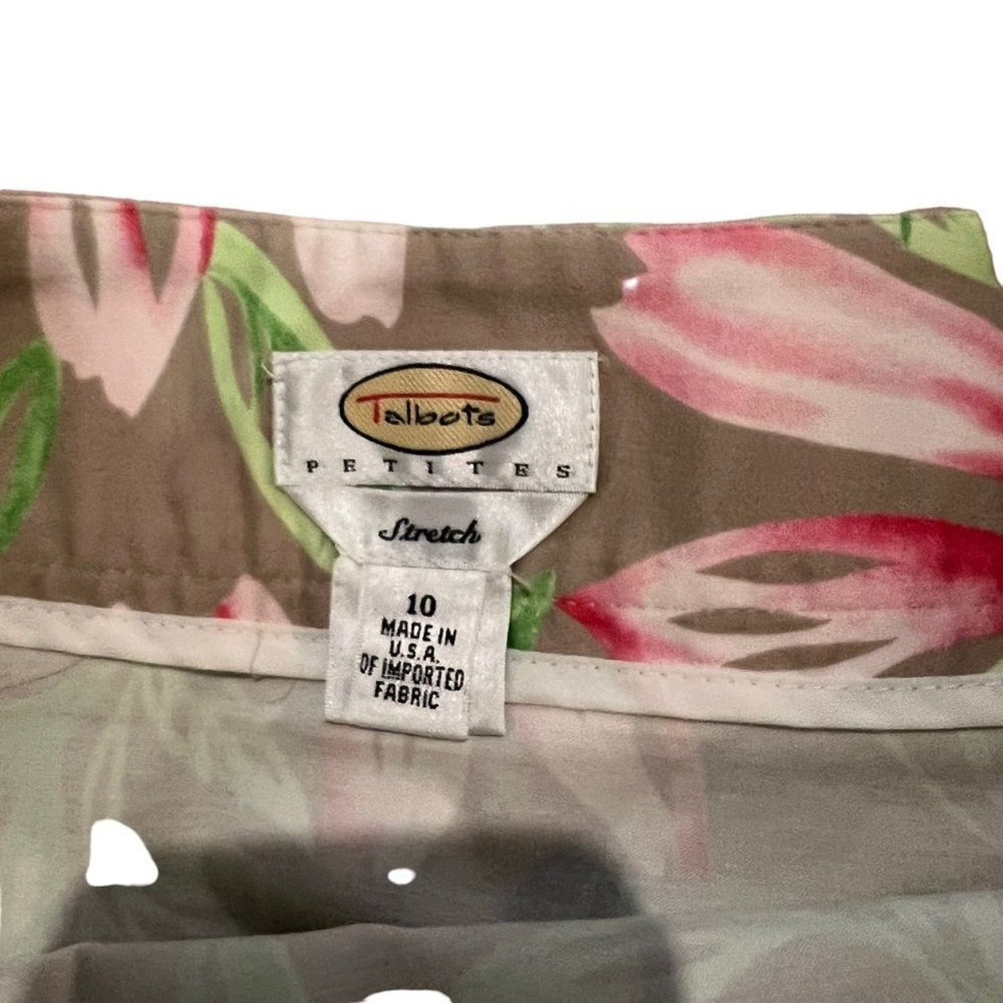 Talbots Petites Skirt Womens 10P Beige Floral Stretch Straight Pencil