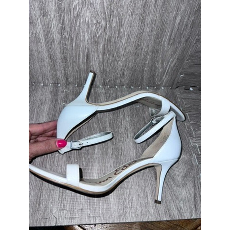 Sam Edelman Women's White Ankle Strap Heeled Sandals Size 9.5