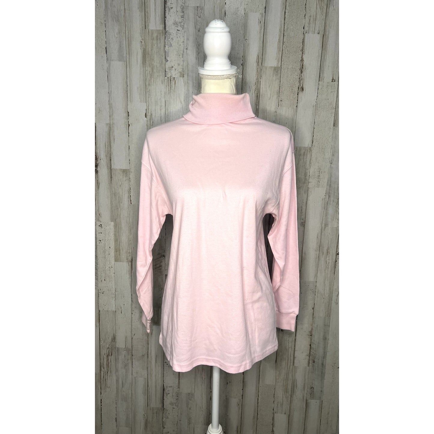 Hunters Run Women's Pink Long Sleeve Mock Turtleneck Shirt Size Large