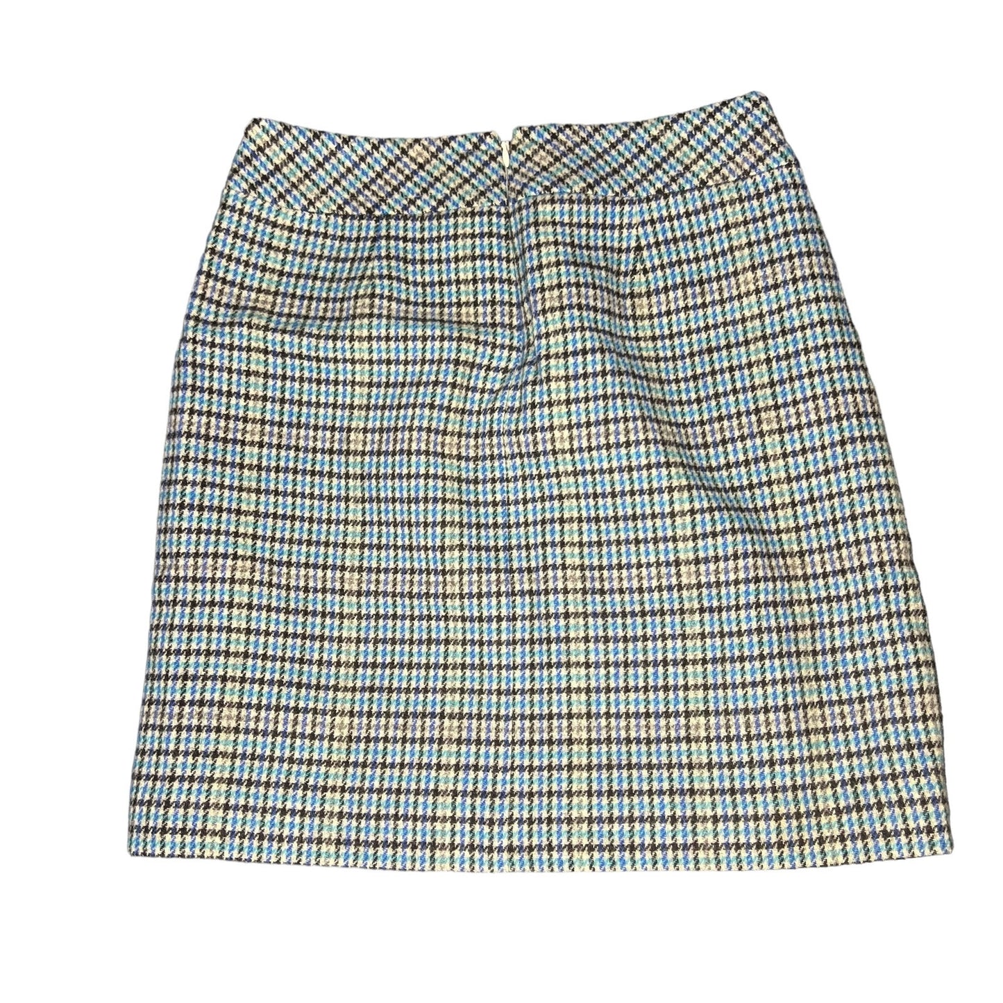 Talbots Women's 2P Blue Plaid Wool Blend Mini Skirt with Zippered Pockets