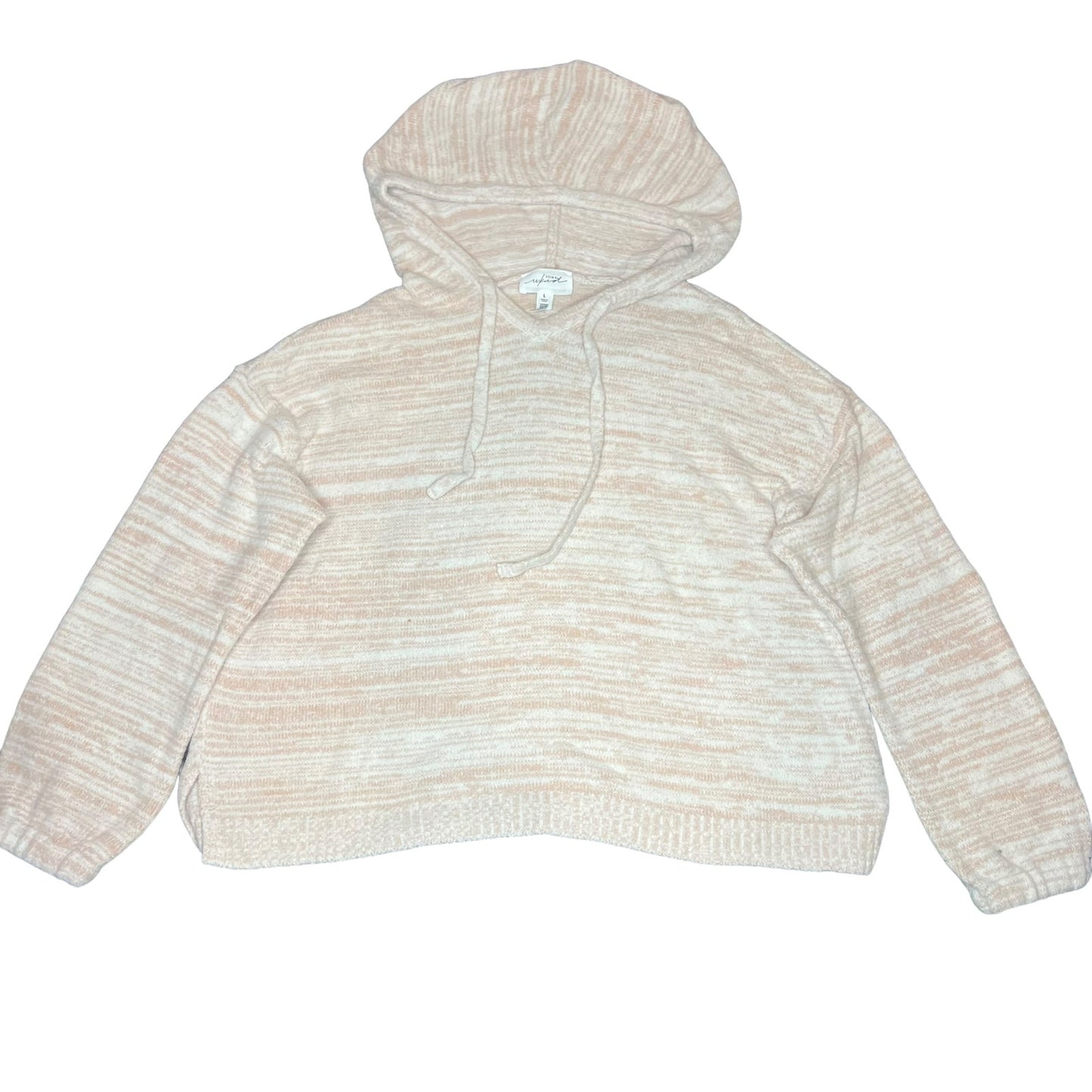Soma WKND Women's Large Pink Marshmallow Knit Long Sleeve Cropped Hoodie
