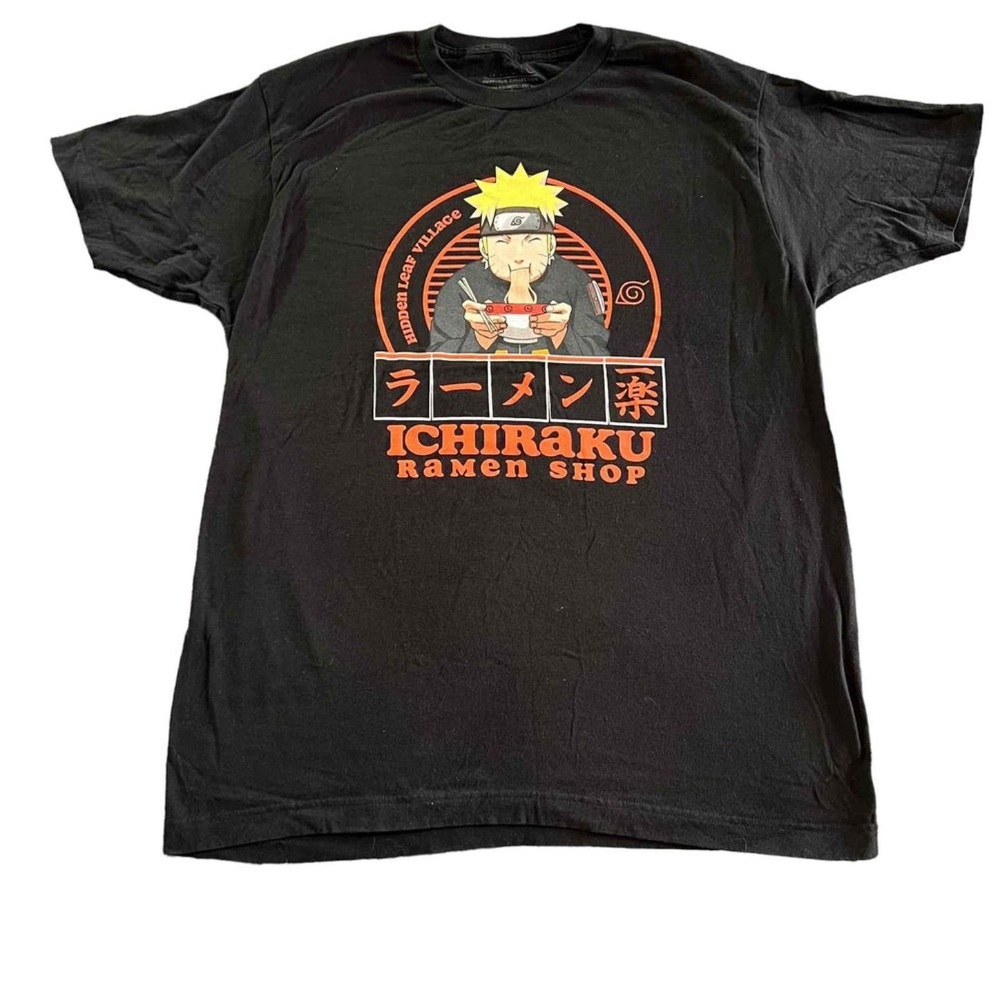 Naruto Shippuden Ichiraku Ramen Anime Black Graphic Tee Men's Size Large