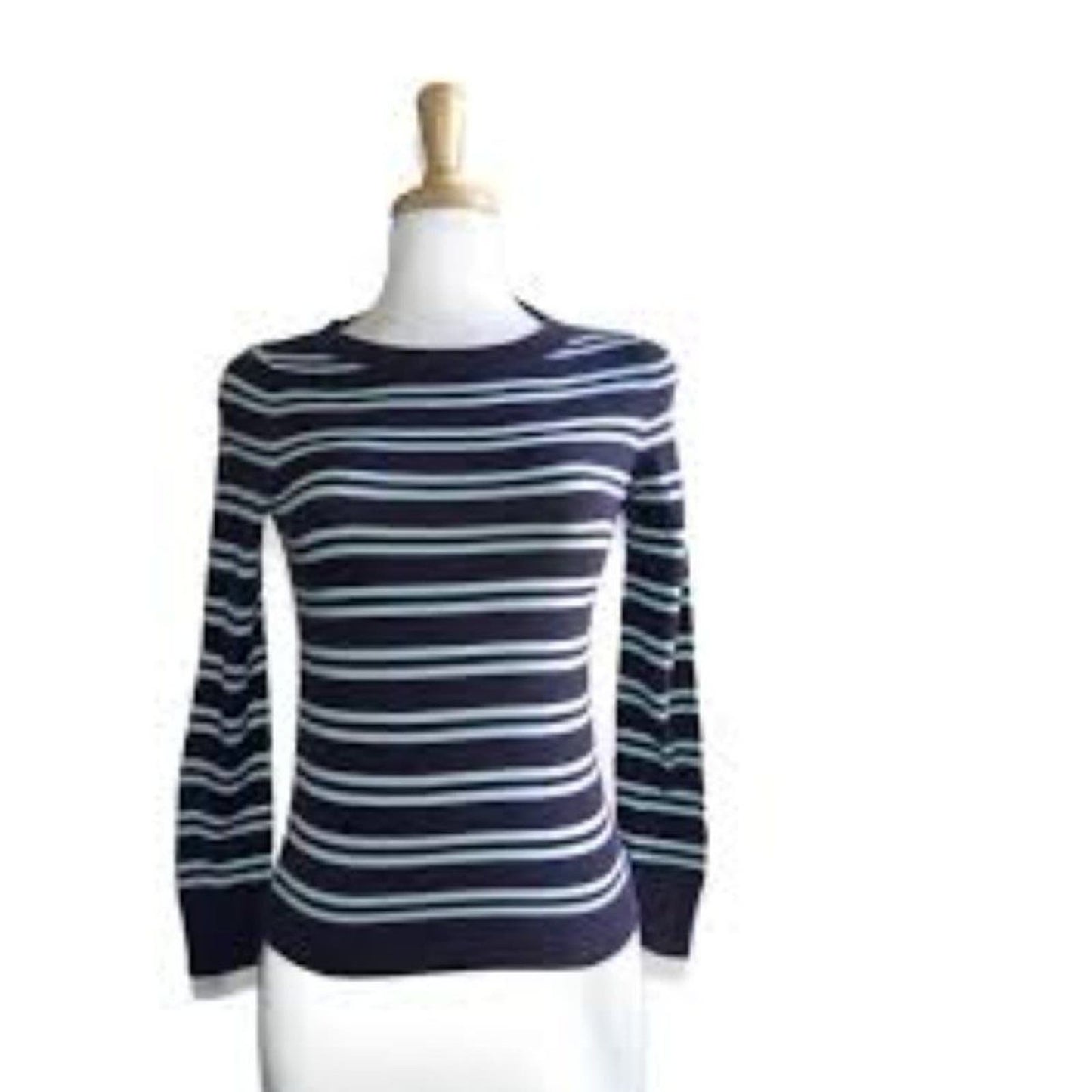 Talbots Women's XL Navy and Teal Striped Sweater Pullover