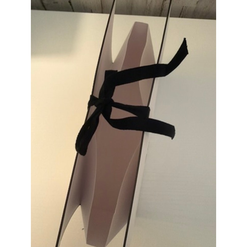 CHANEL White Origami Fold Gift Bag Black Ribbon Handles Boutique Packaging