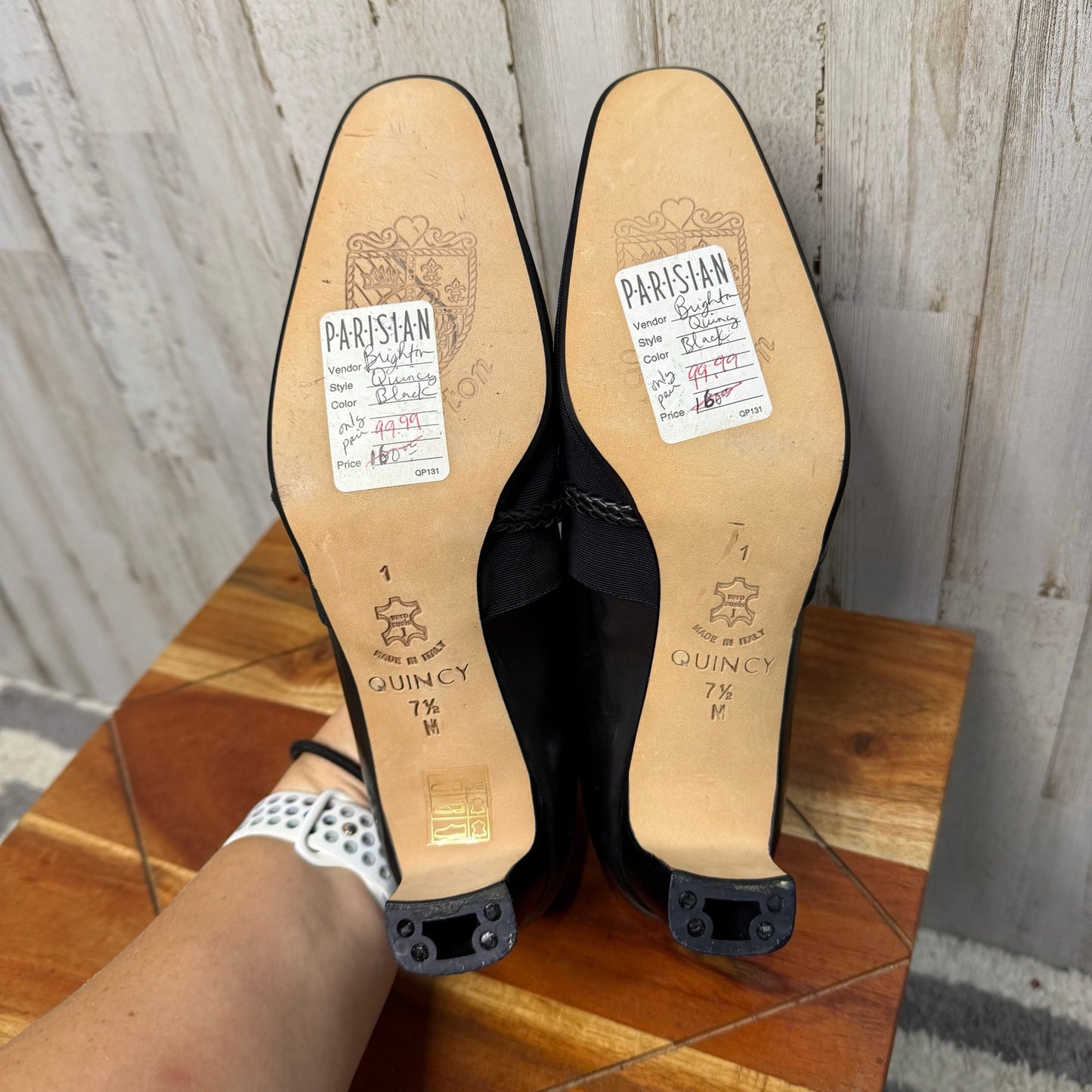 NWT Brighton Women's Quincy Block Heels Black Size 7.5 Braided Detail