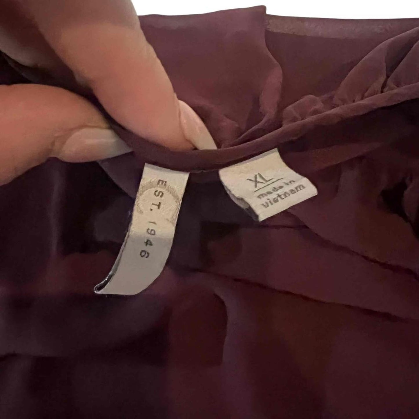 Est. 1946 Garnet Off-Shoulder Ruffle Detail Elastic Neckline Solid Blouse XL