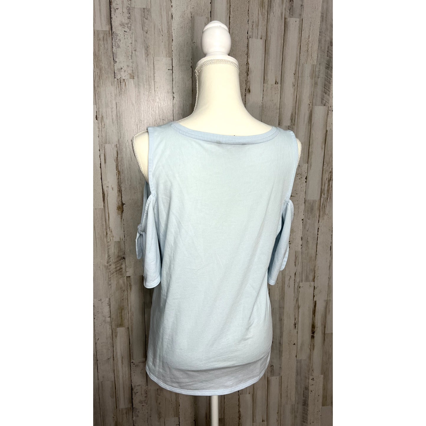 Banana Republic Women's Blue V-Neck Cold Shoulder Blouse Size Medium