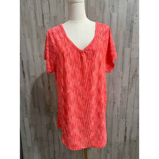 NWT 90 Degree By Reflex T-Shirt Womens 1X Orange Space Dye V-Neck Activewear