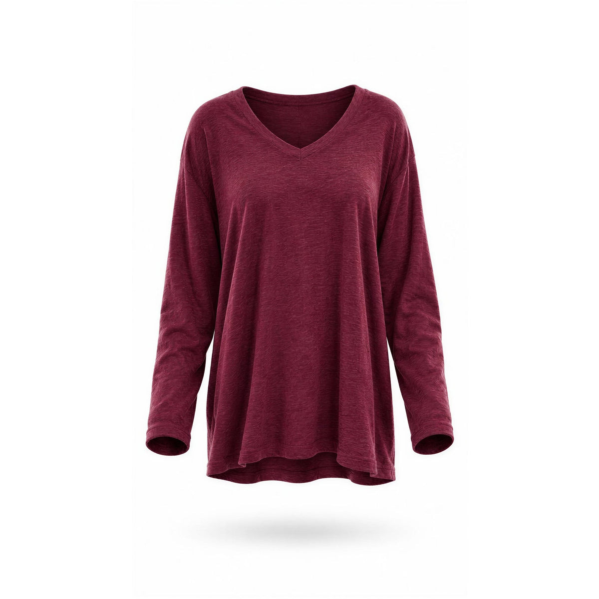 St John's Bay Essential Tee Womens 2XL Burgundy Long Sleeve V-Neck Shirt
