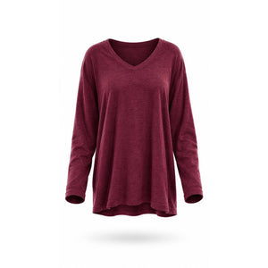 St John's Bay Essential Tee Womens 2XL Burgundy Long Sleeve V-Neck Shirt