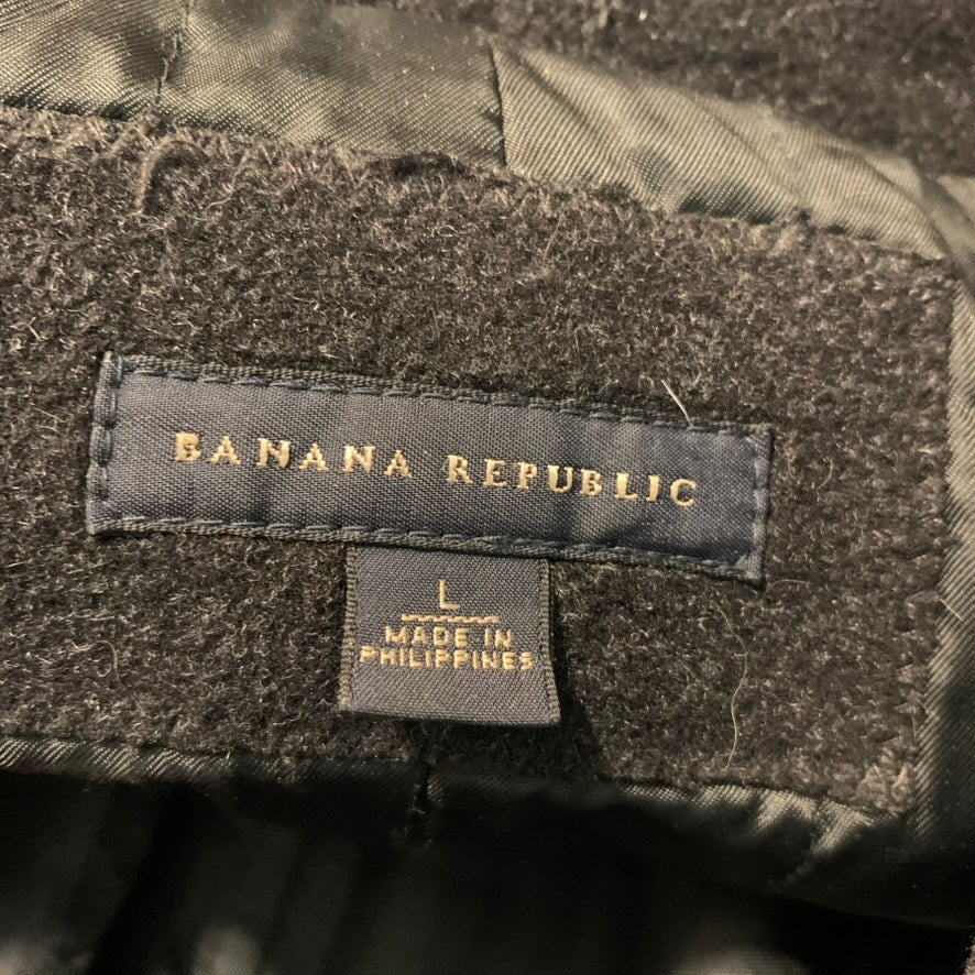 Banana Republic Wool Overcoat Mens Size Large Black Long Button