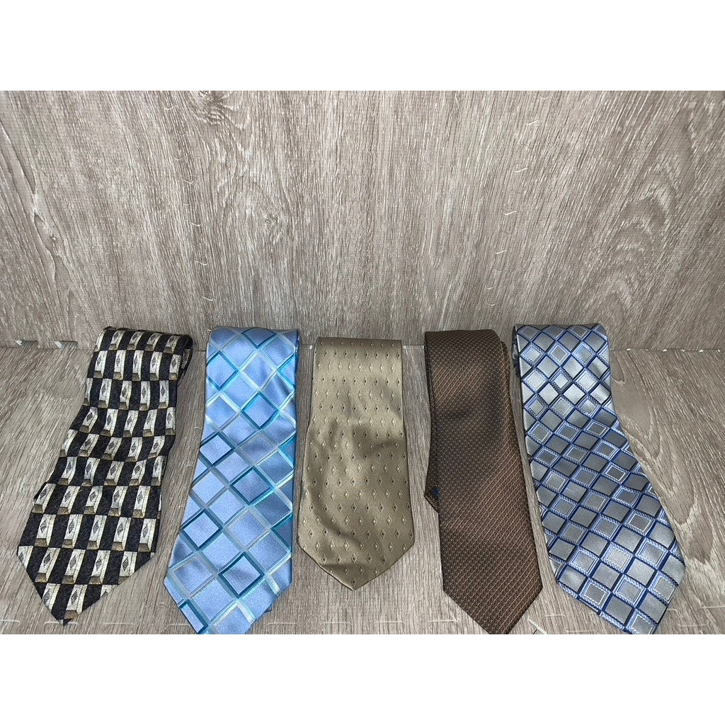 Stafford Men's Silk Neckties Set of 5 Geometric Patterns Multicolor