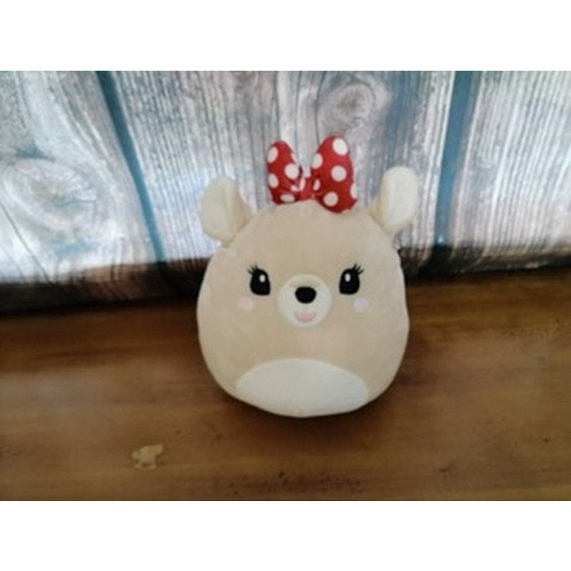 Squishmallows Rudolph Reindeer Plush Tan Christmas Polka Dot Bow Girls OSG 8"
